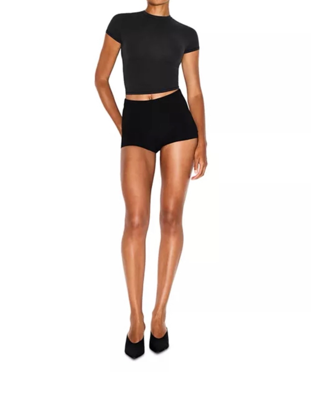SKIMS Black High-Waist Fitted Shorts